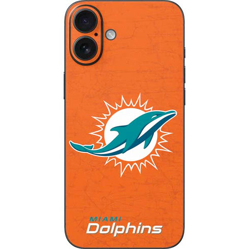 NFL Miami Dolphins Distressed- Orange iPhone 16 Plus Skin